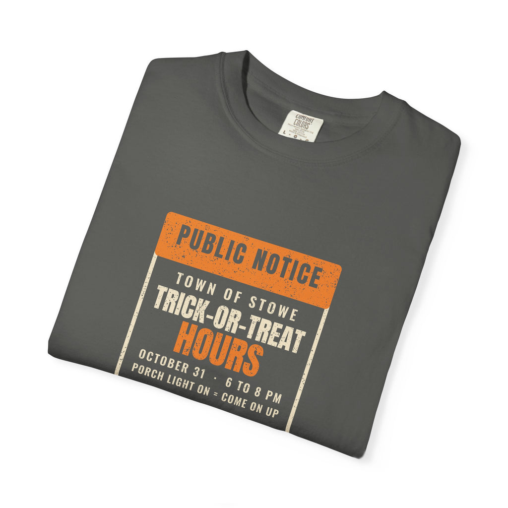 Stowe Vermont Trick-or-Treat Hours Notice T-Shirt