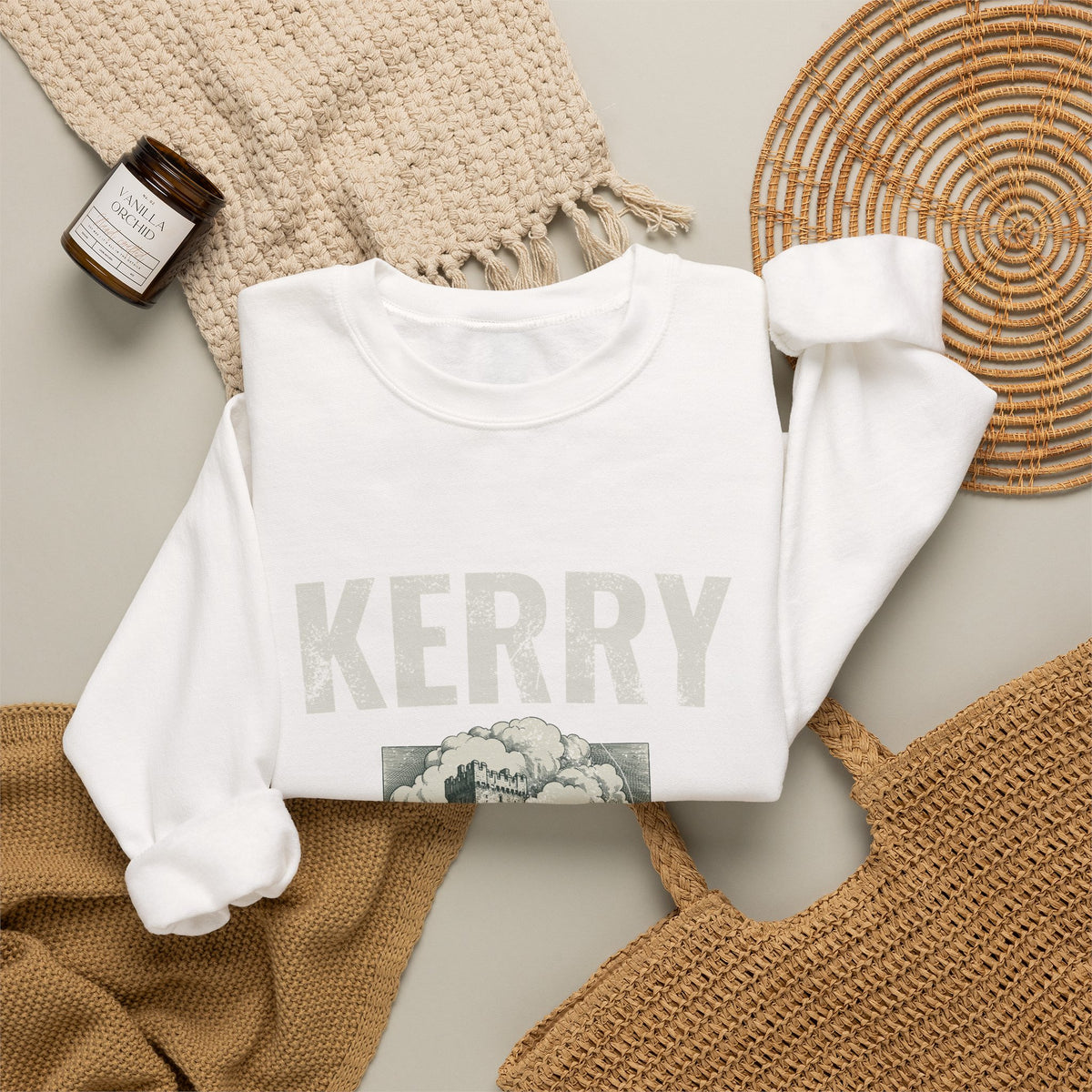 Kerry Ireland Est 1606 Castle Tower Sketch Crewneck Sweatshirt