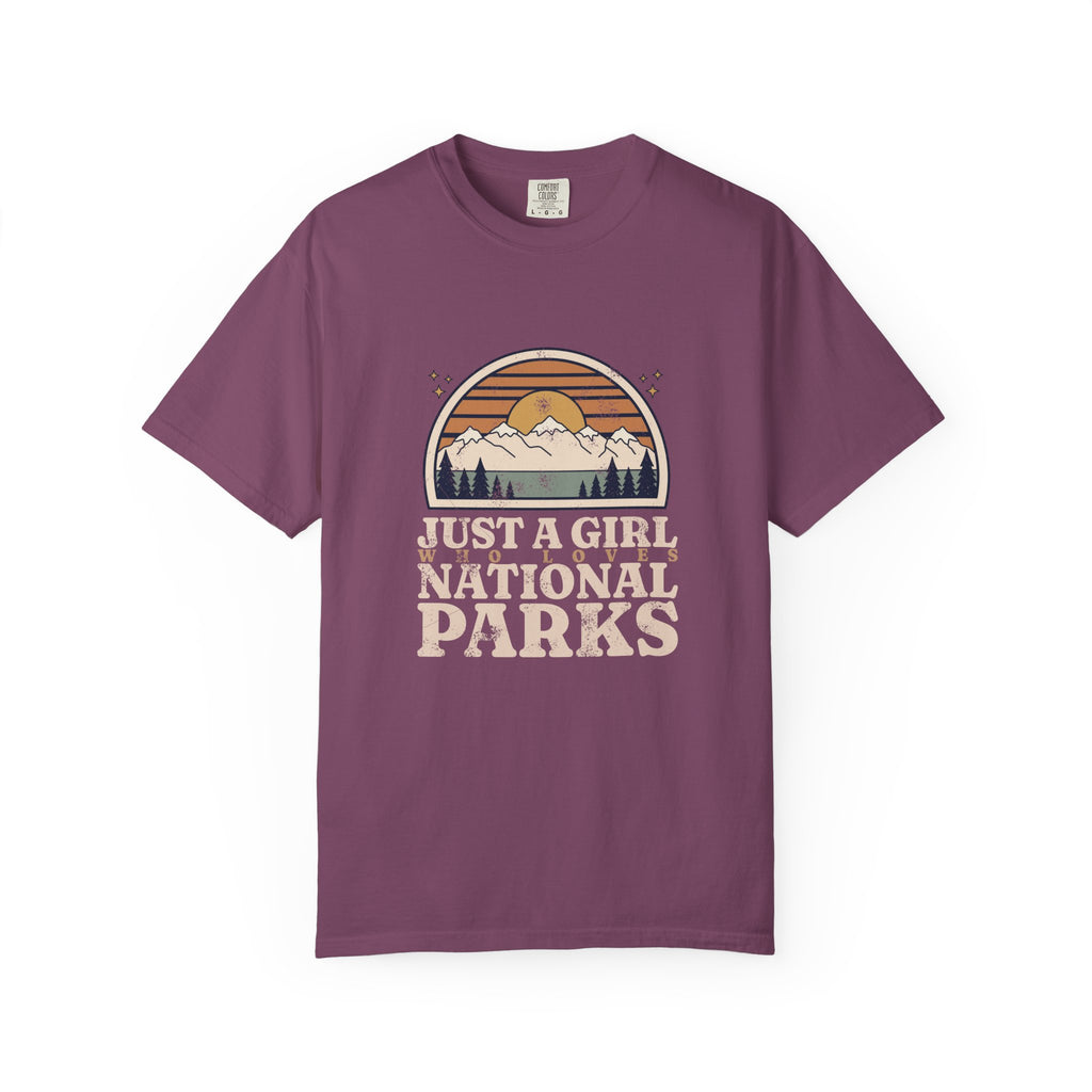 Just a Girl Who Loves National Parks Retro Sunset T-Shirt