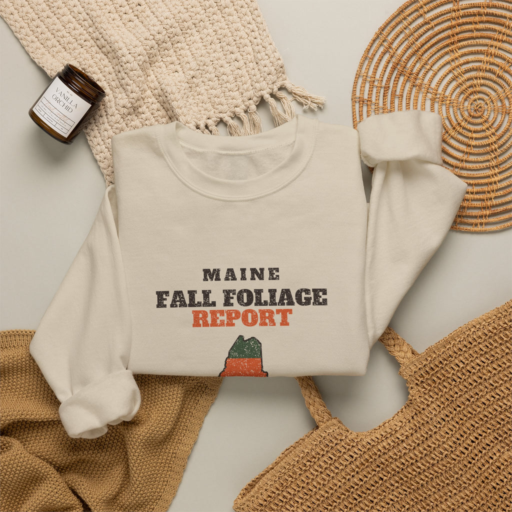 Maine Fall Foliage Report Map Crewneck Sweatshirt