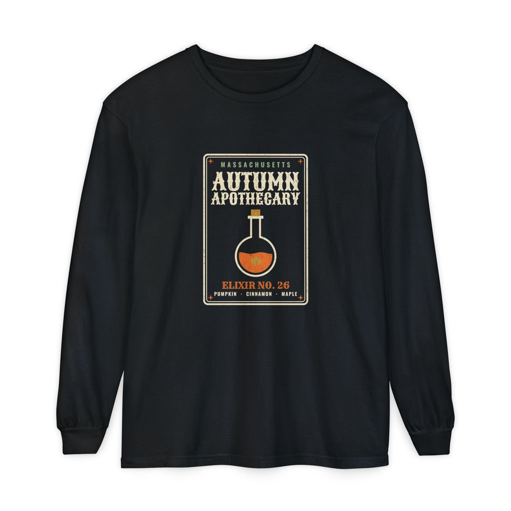 Massachusetts Autumn Apothecary Label Long Sleeve Tee