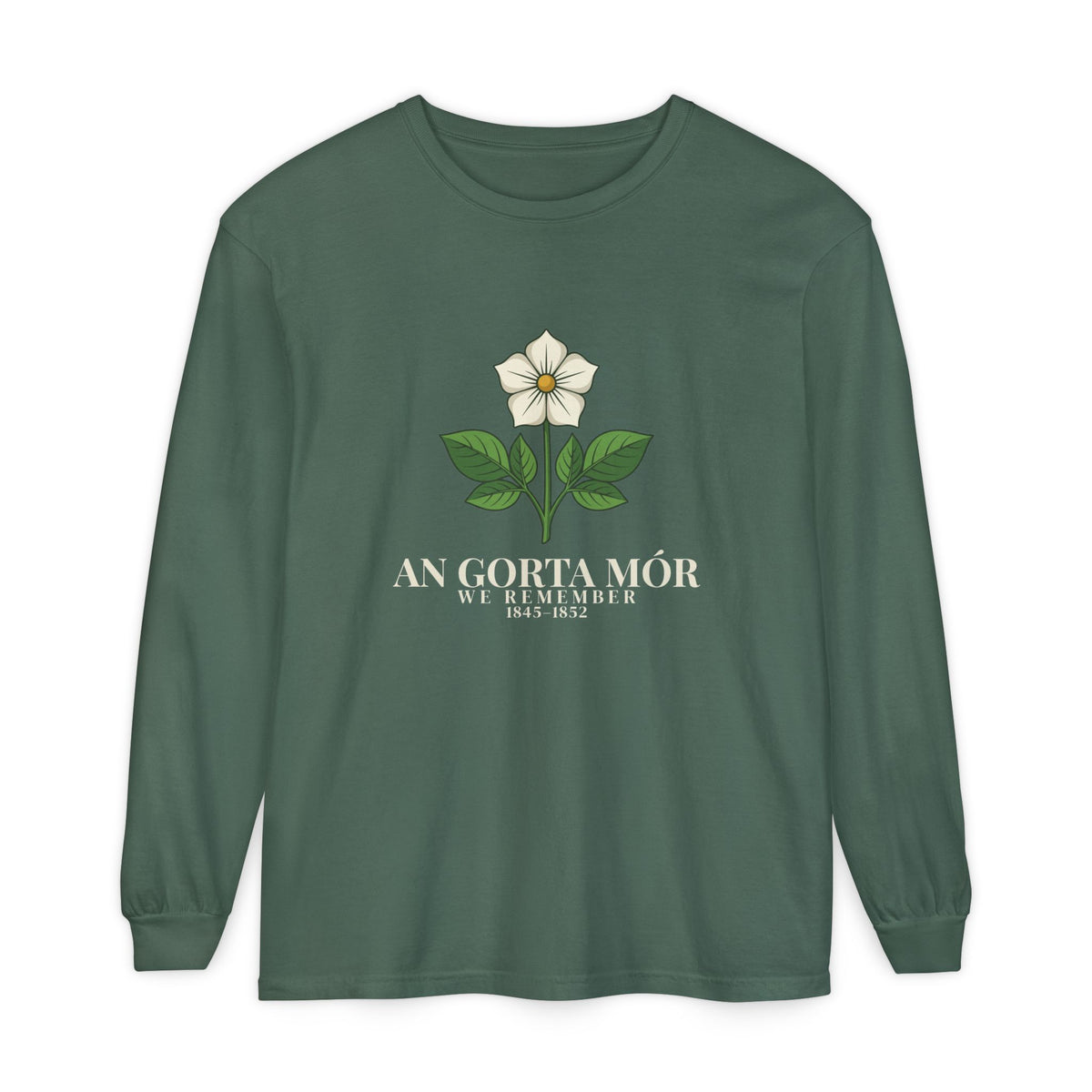 An Gorta Mór We Remember 1845-1852 Potato Blossom Long Sleeve Tee