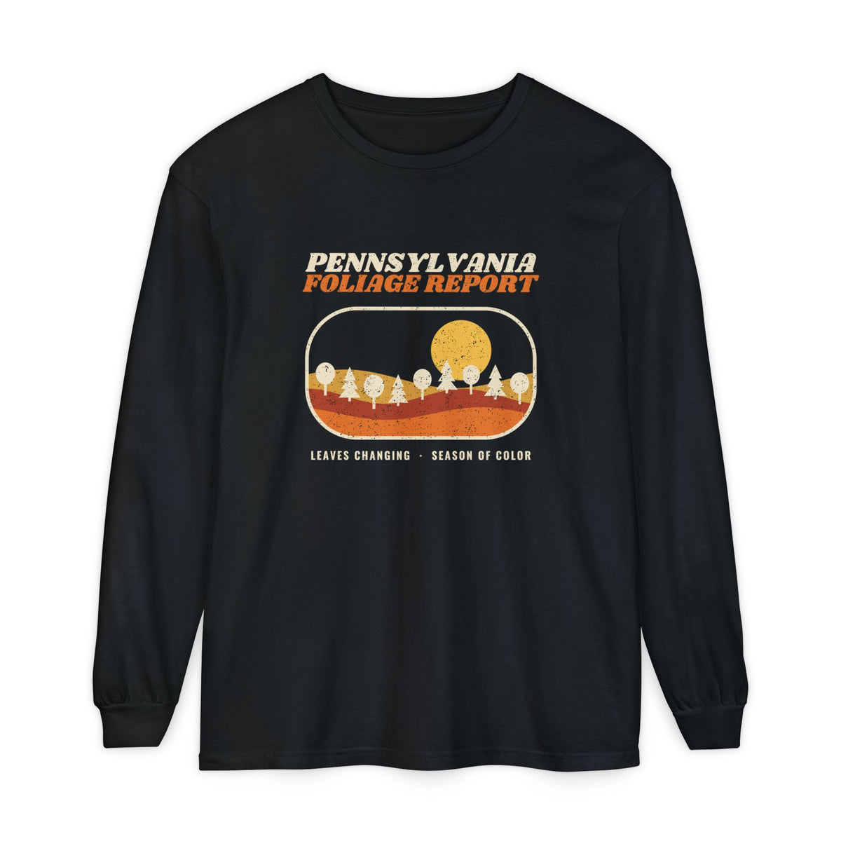 Pennsylvania Foliage Report Retro Landscape Long Sleeve Tee