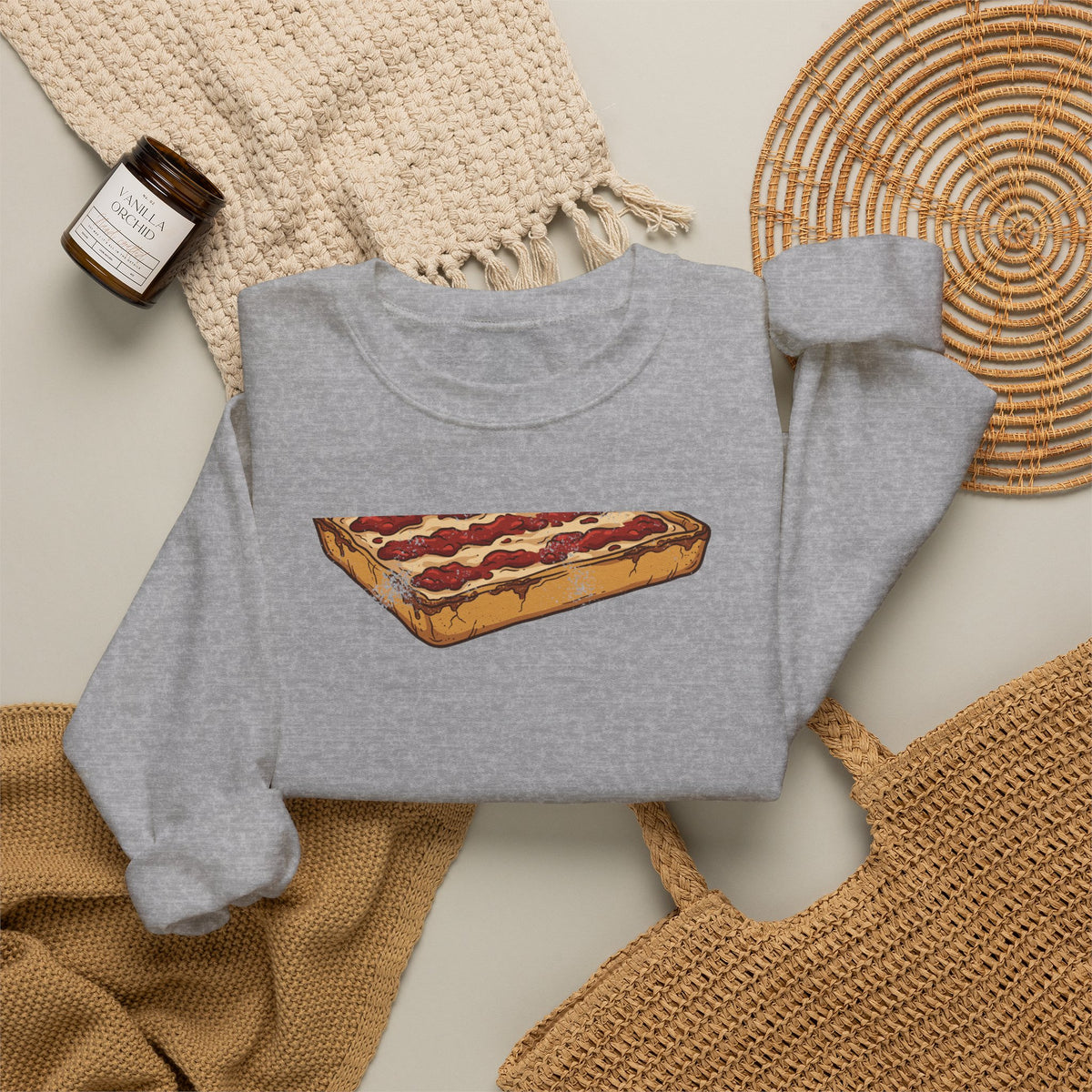 Detroit Style Pizza Retro Food Illustration Crewneck Sweatshirt