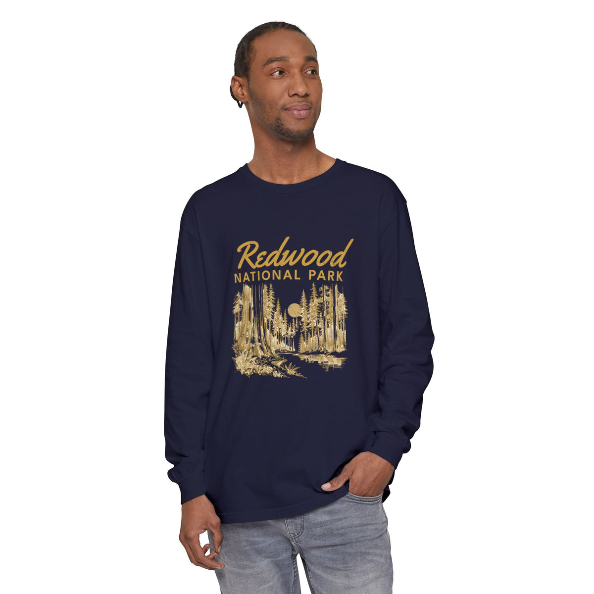 Redwood National Park Vintage Forest Sketch Long Sleeve Tee