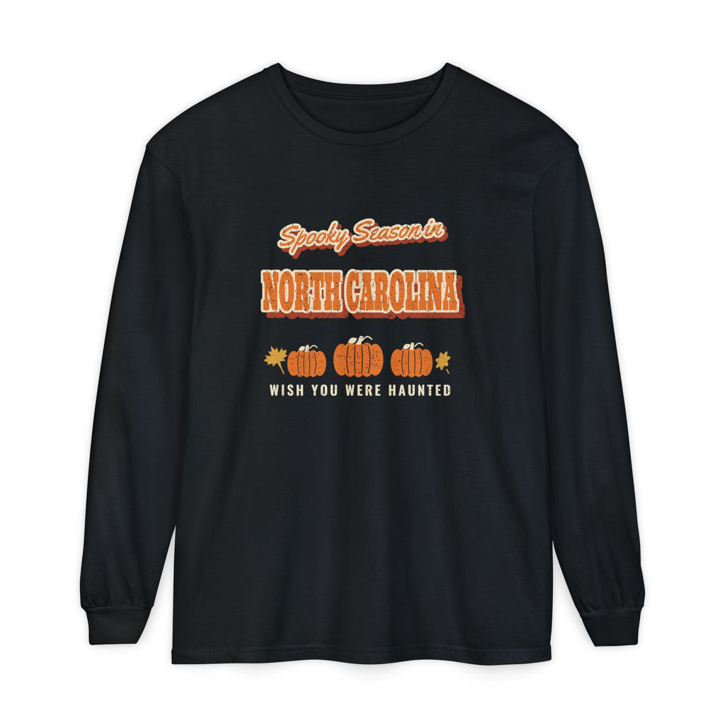 Spooky Season in North Carolina Vintage Postcard Long Sleeve Tee