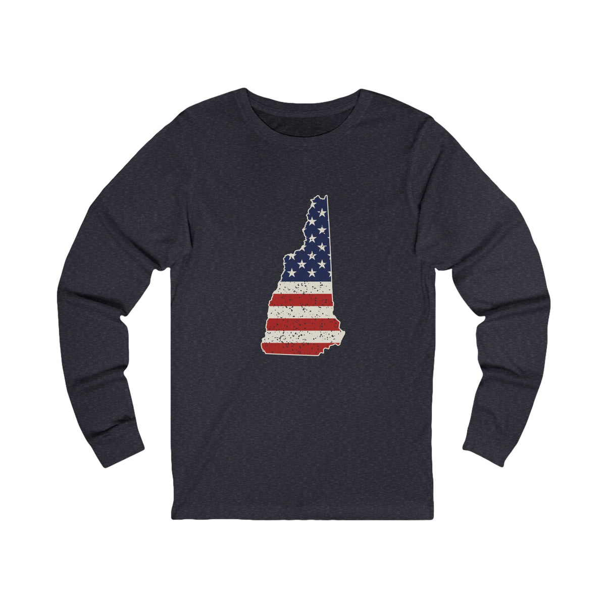 New Hampshire American Flag Map Long Sleeve Tee