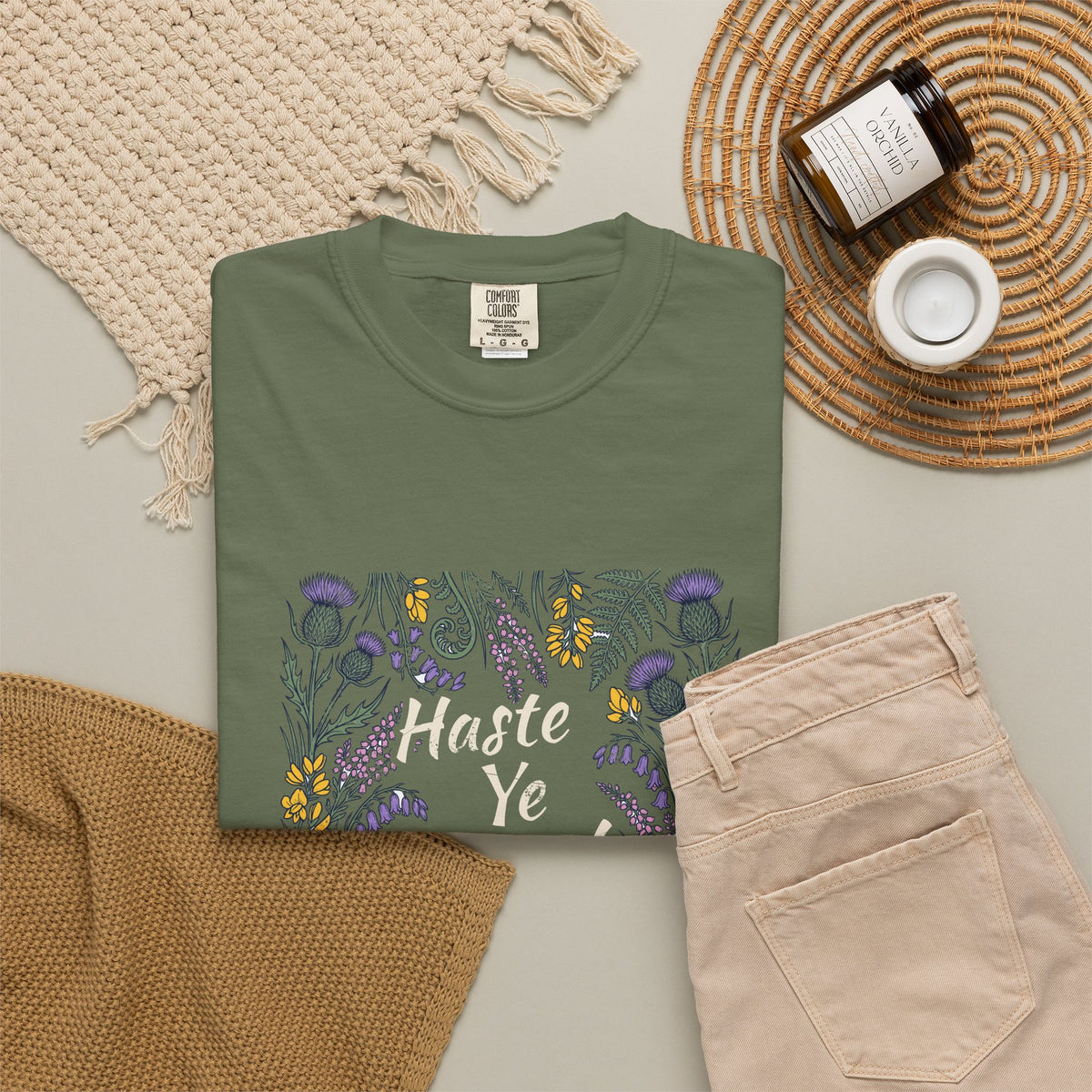 Haste Ye Back Scotland Thistle Wildflowers T-Shirt