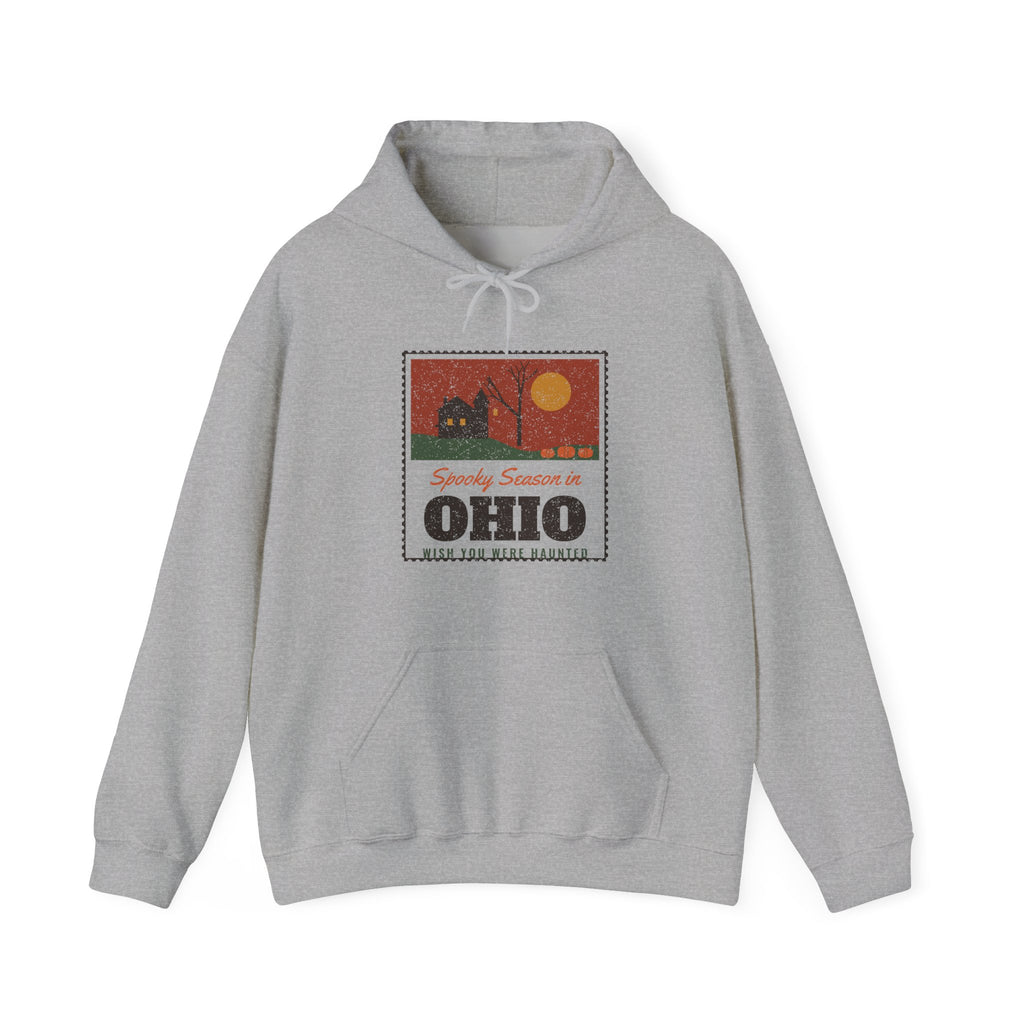Spooky Season in Ohio Haunted Postcard Hoodie