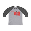 Oklahoma Varsity Monogram Map Raglan 3/4 Sleeve Tee