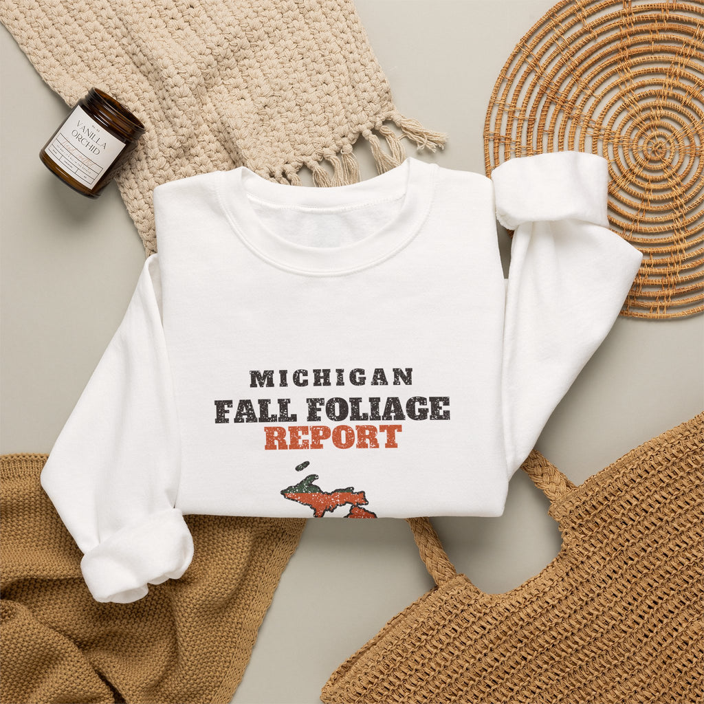 Michigan Fall Foliage Report Map Crewneck Sweatshirt