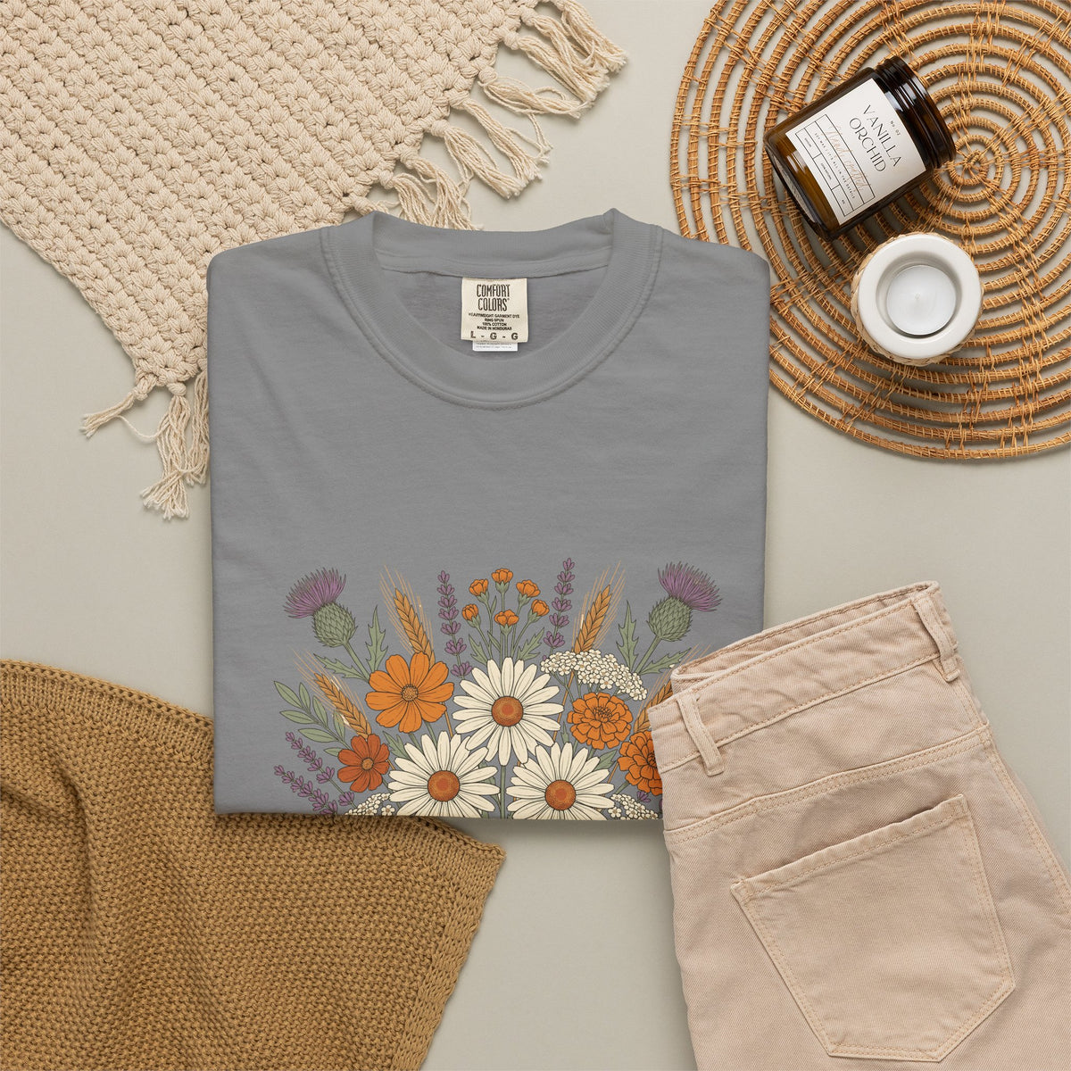 Fall Wildflower Bouquet Daisies and Thistles T-Shirt
