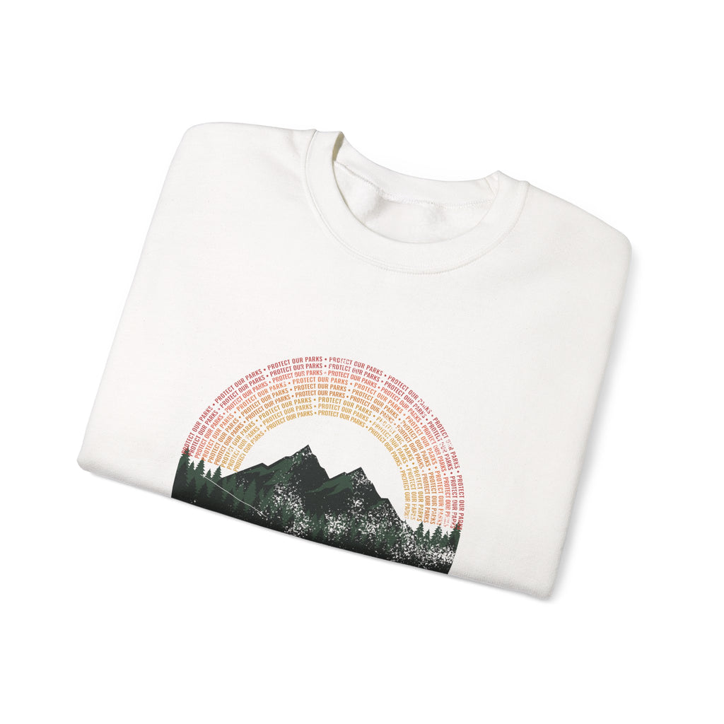 Protect Our Parks Retro Sunset Mountains Crewneck Sweatshirt