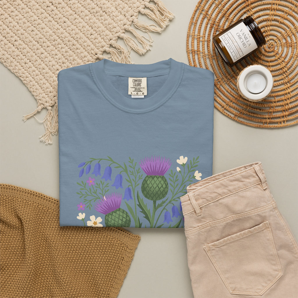 Scottish Thistle Floral Folk Art Bluebells T-Shirt