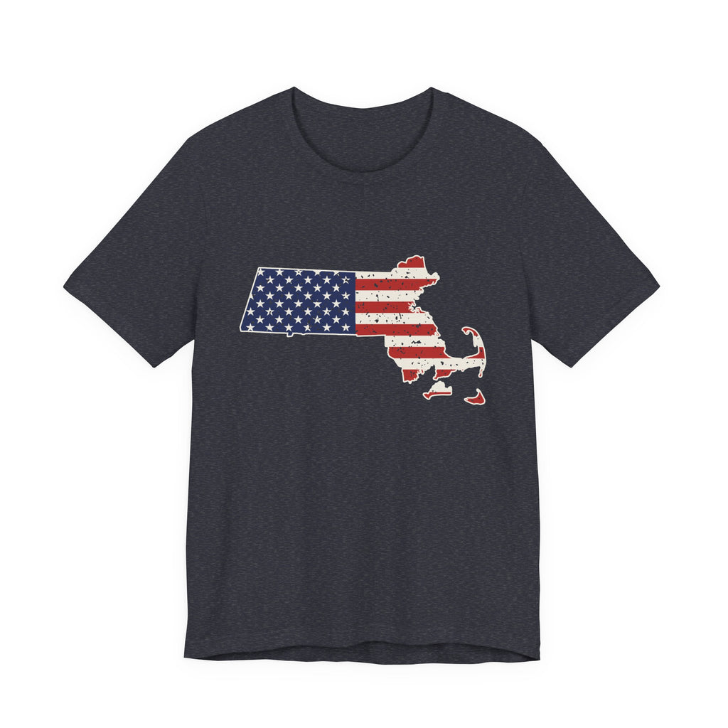 Massachusetts American Flag Map T-Shirt