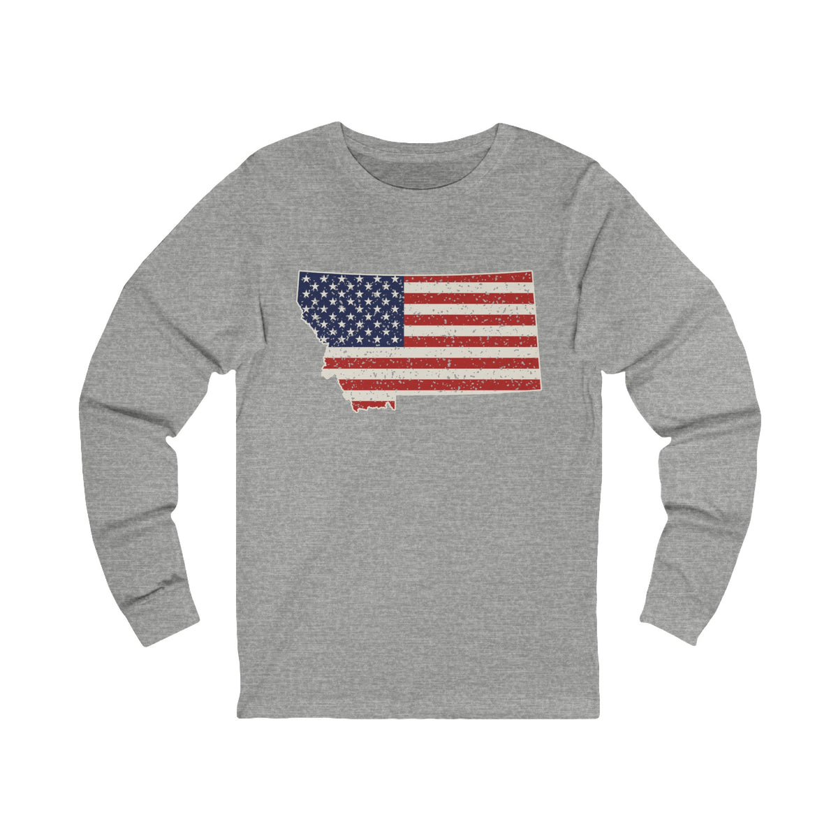 Montana American Flag Map Long Sleeve Tee
