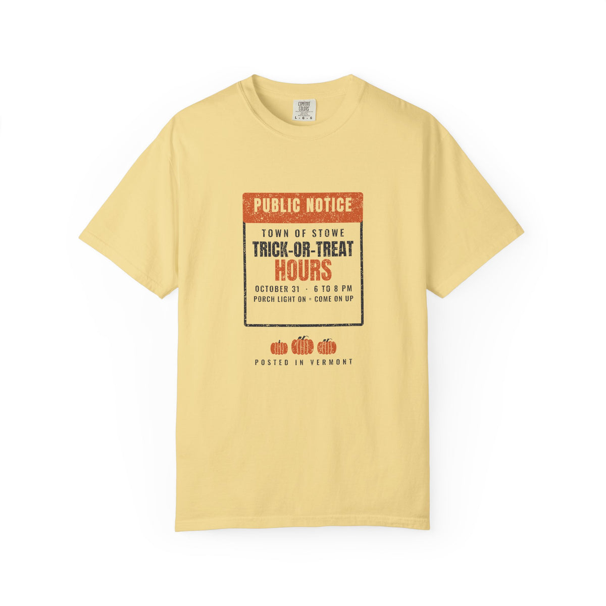 Stowe Vermont Trick-or-Treat Hours Notice T-Shirt