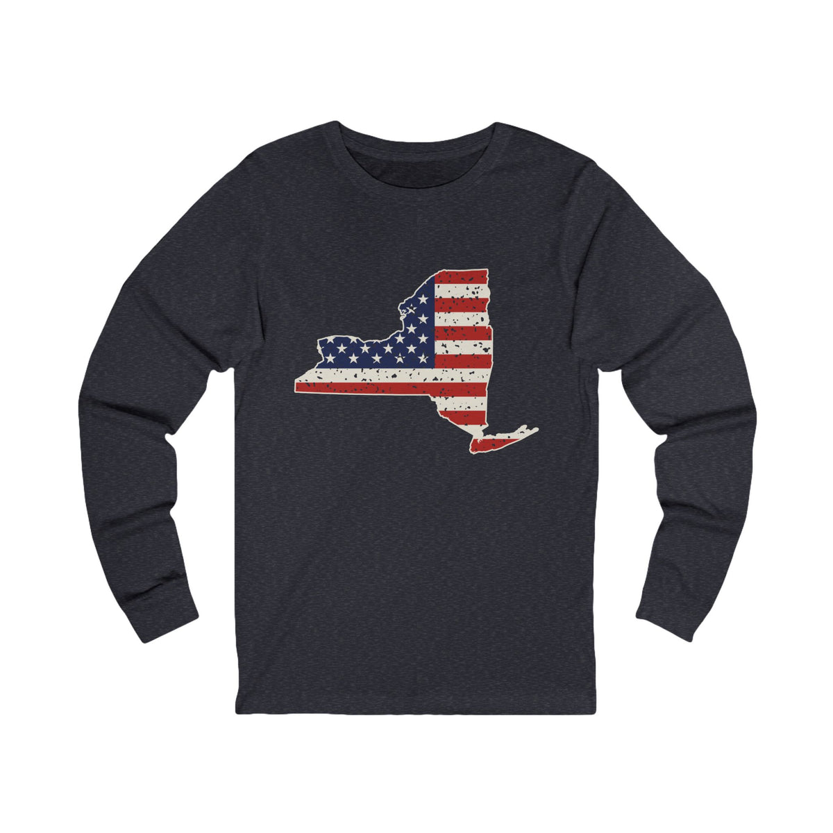 New York American Flag Map Long Sleeve Tee