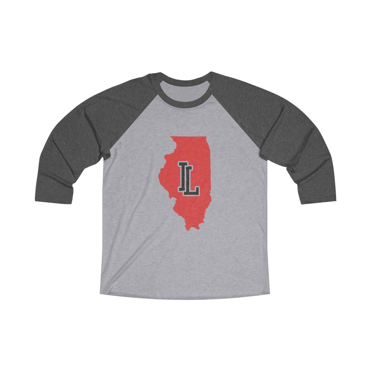 Illinois Varsity Monogram Map Raglan 3/4 Sleeve Tee