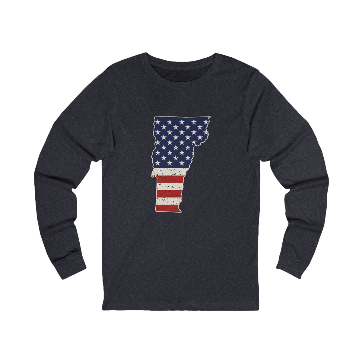 Vermont American Flag Map Long Sleeve Tee