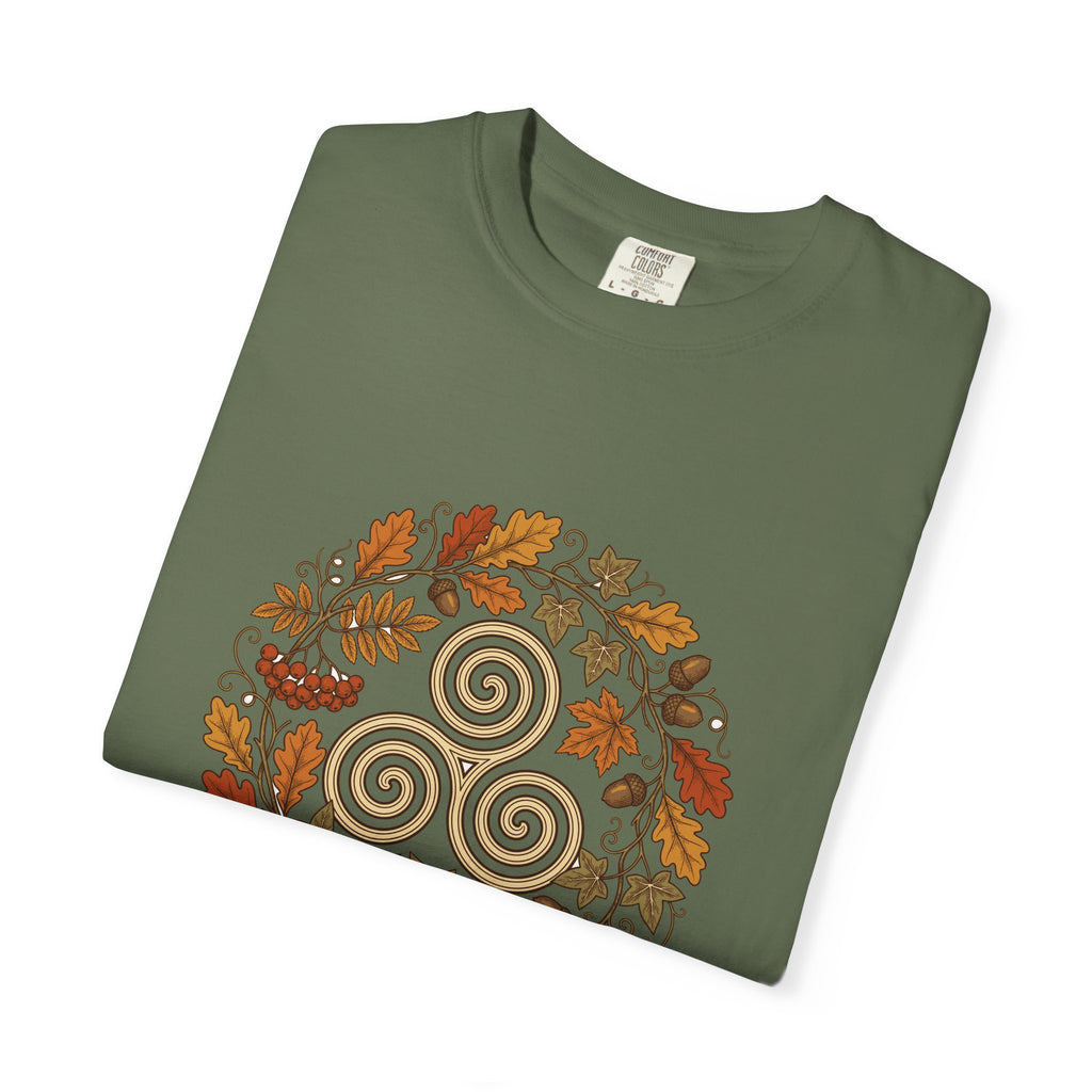 Celtic Autumn Spiral Leaf Wreath T-Shirt