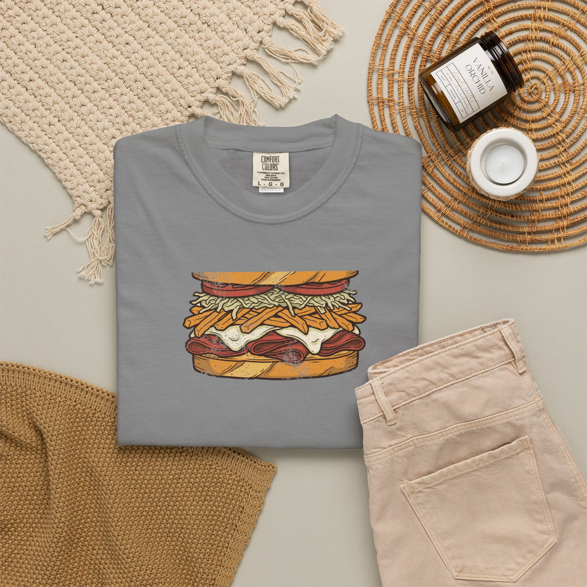 Pittsburgh Fries and Slaw Sandwich Food Illustration T-Shirt