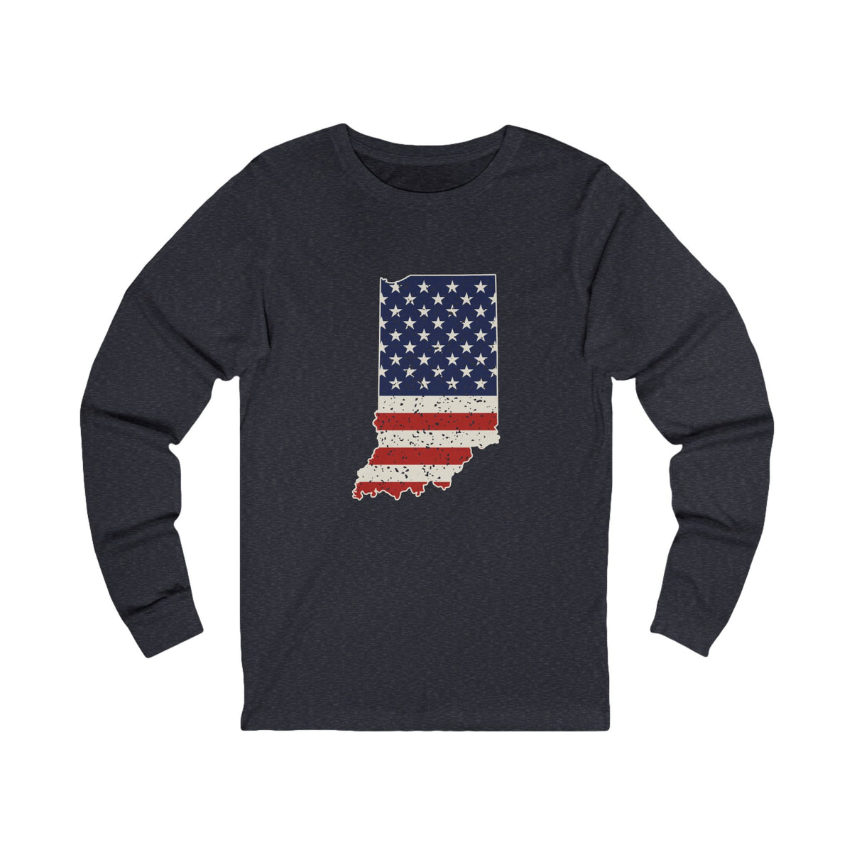 Indiana American Flag Map Long Sleeve Tee