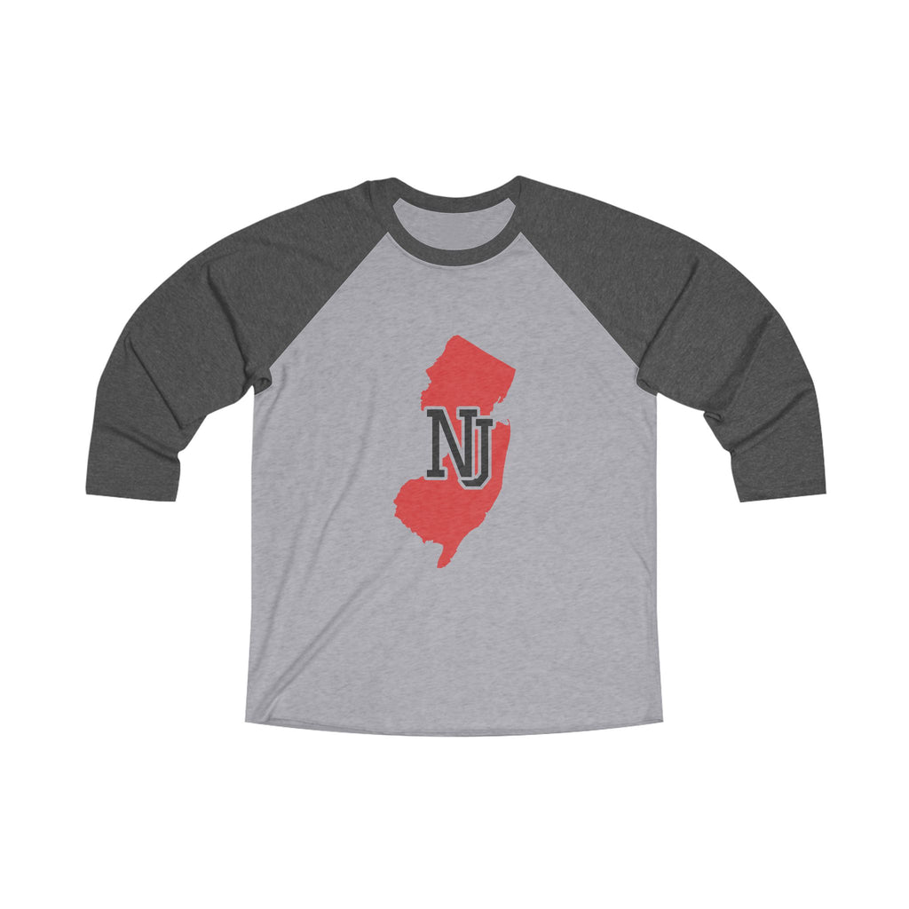 New Jersey Varsity Monogram Map Raglan 3/4 Sleeve Tee