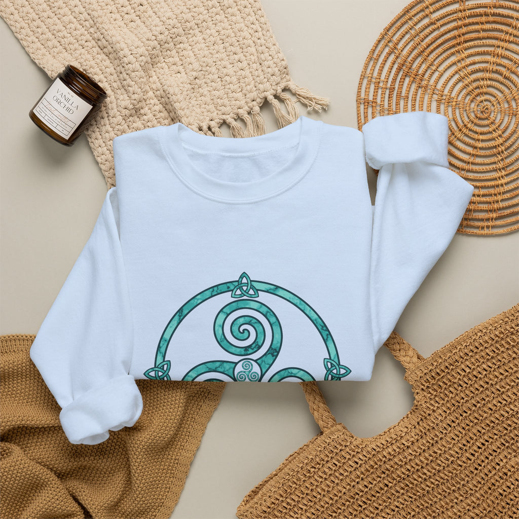 Celtic Triskele Spiral Trinity Knot Turquoise Crewneck Sweatshirt