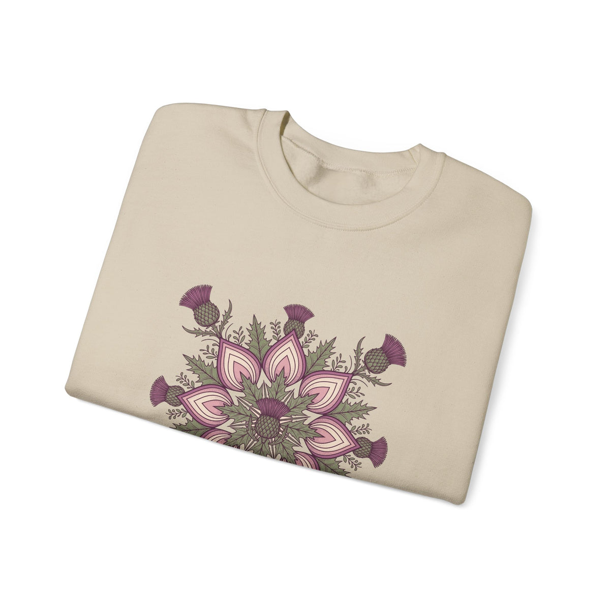 Scottish Thistle Mandala Botanical Crewneck Sweatshirt