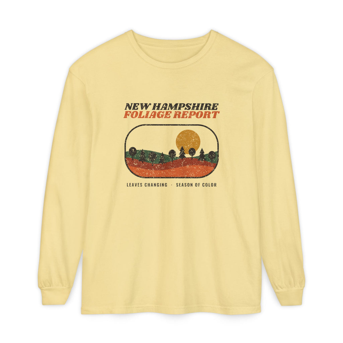 New Hampshire Foliage Report Retro Landscape Long Sleeve Tee