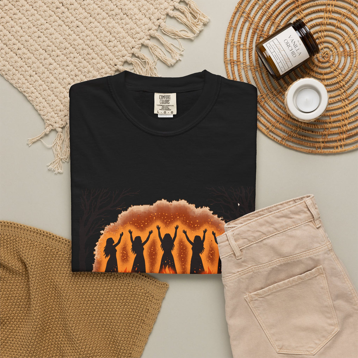 Women Dancing Around Bonfires Night Silhouettes T-Shirt