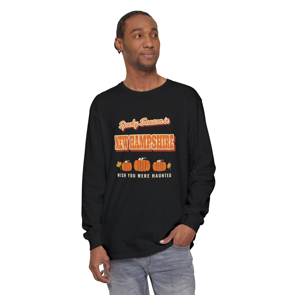 Spooky Season in New Hampshire Vintage Postcard Long Sleeve Tee