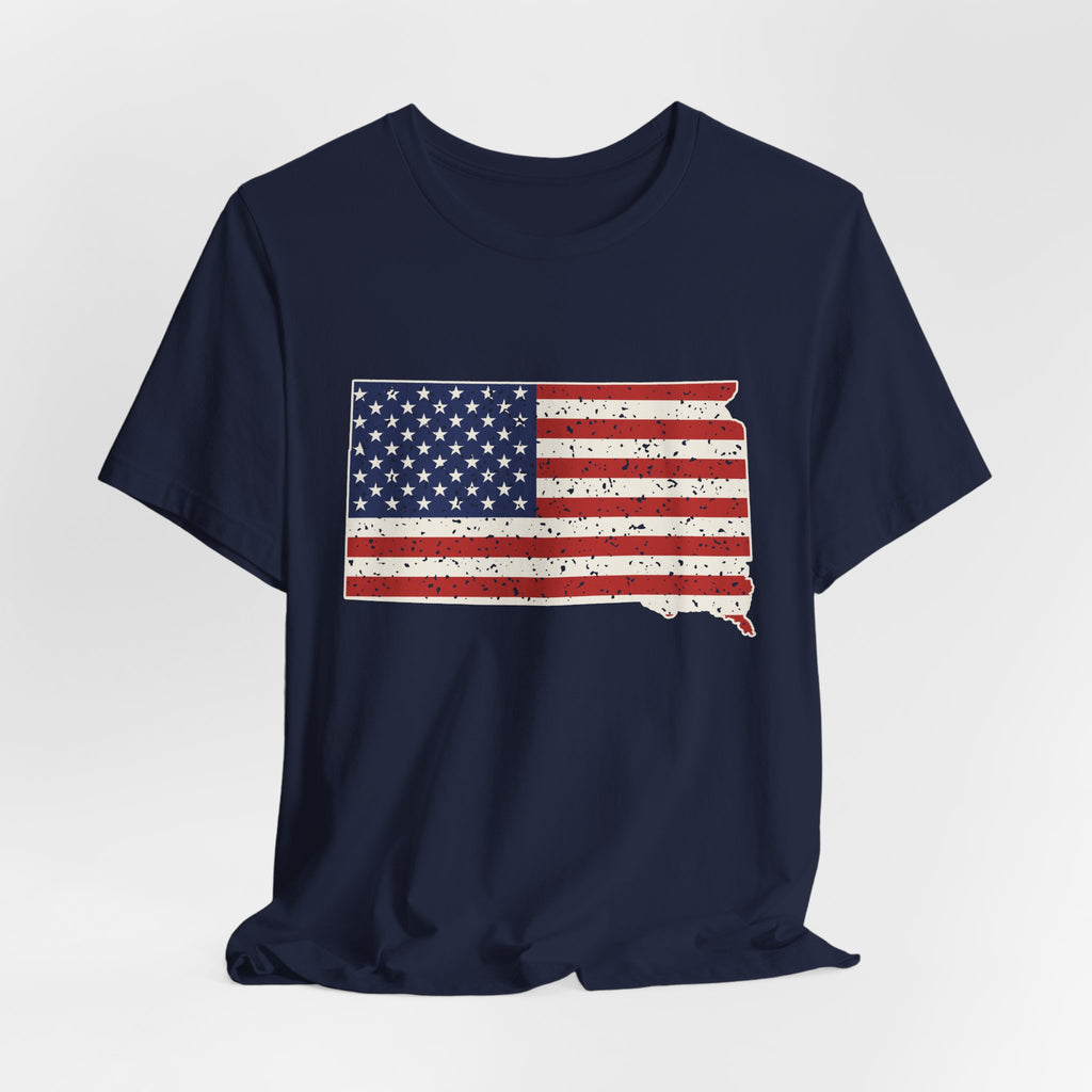 South Dakota American Flag Map T-Shirt