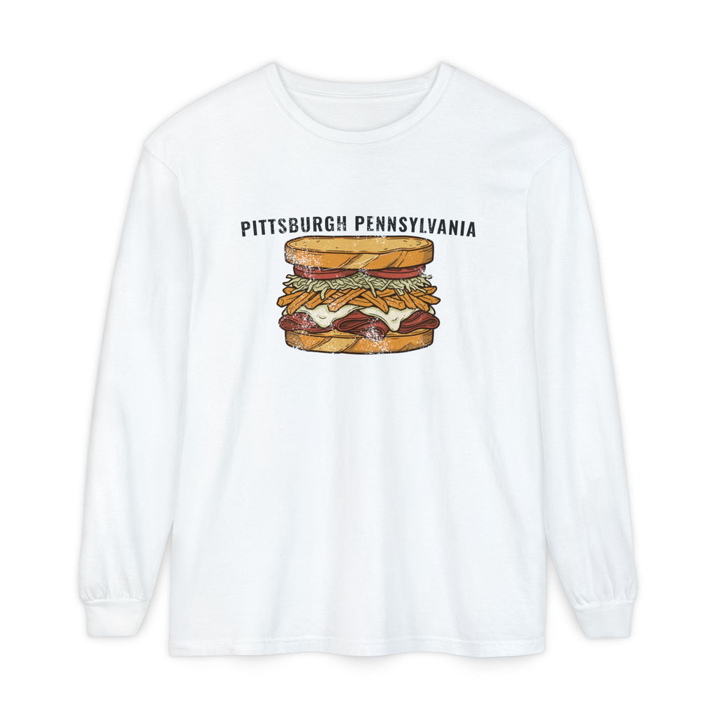 Pittsburgh Fries and Slaw Sandwich Food Illustration Long Sleeve Tee