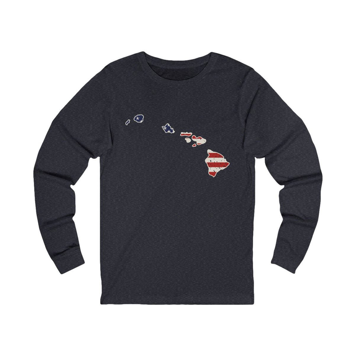 Hawaii American Flag Map Long Sleeve Tee