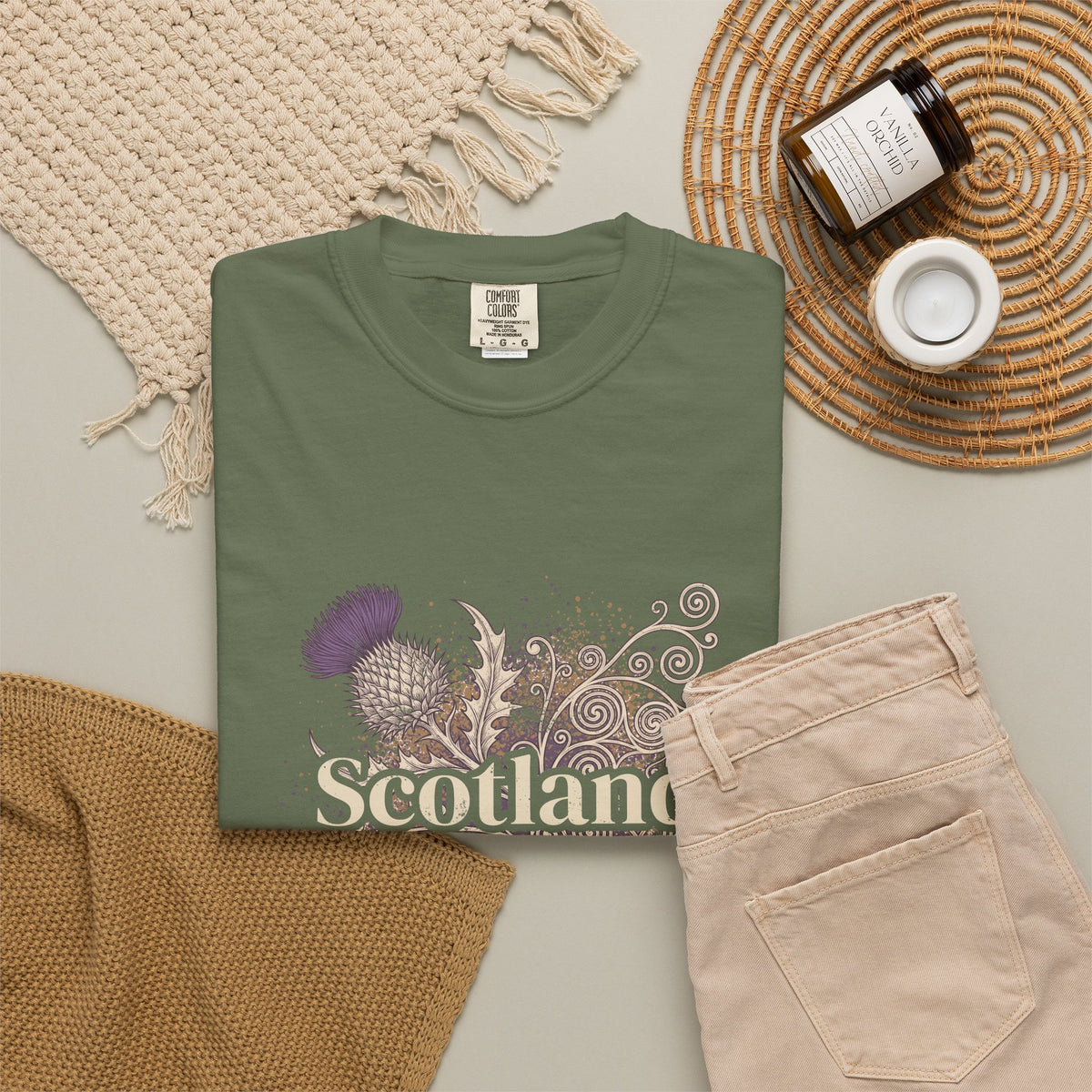 Scotland Thistle Celtic Scroll Paint Splatter T-Shirt