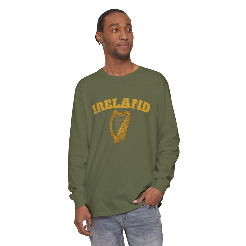 Ireland Vintage Celtic Harp Knotwork Long Sleeve Tee