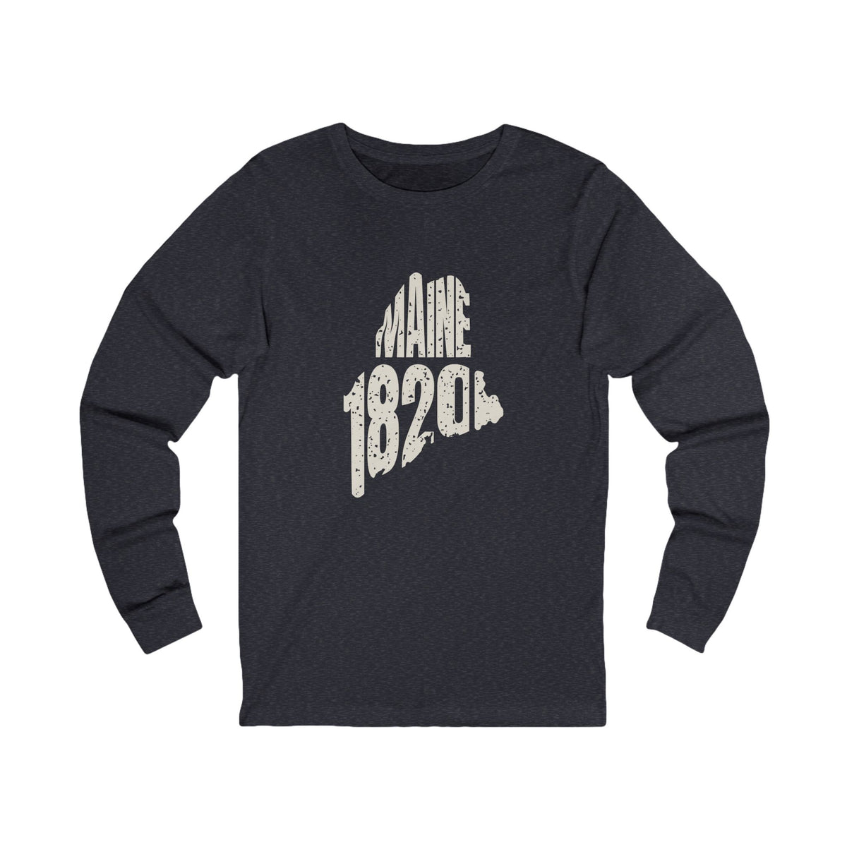 Maine Vintage Letters Map Long Sleeve Tee