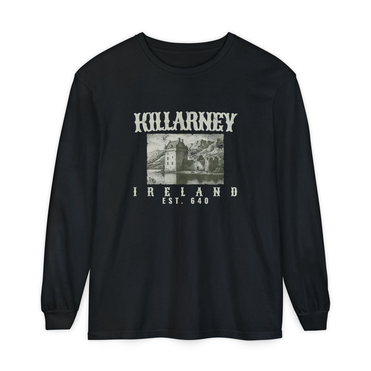 Killarney Ireland Est 640 Lakeside Castle Long Sleeve Tee