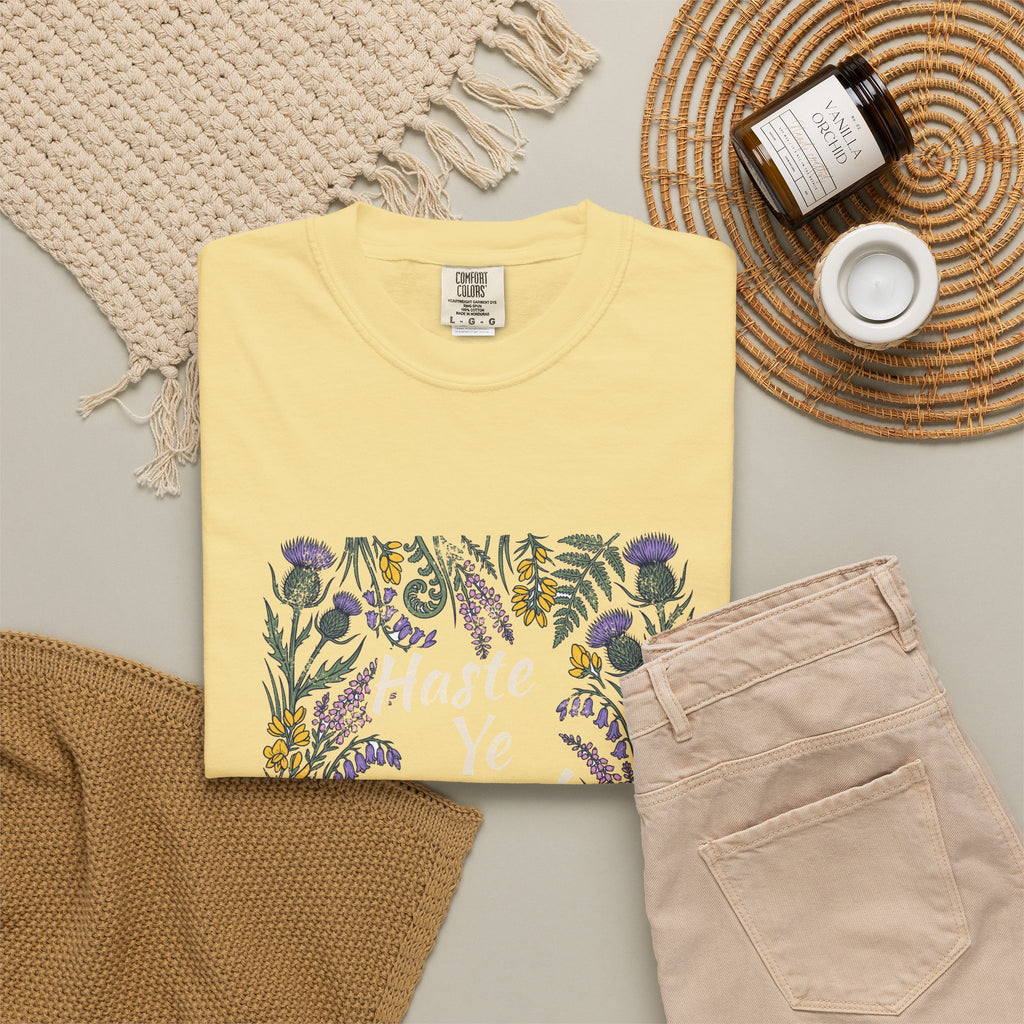 Haste Ye Back Scotland Thistle Wildflowers T-Shirt