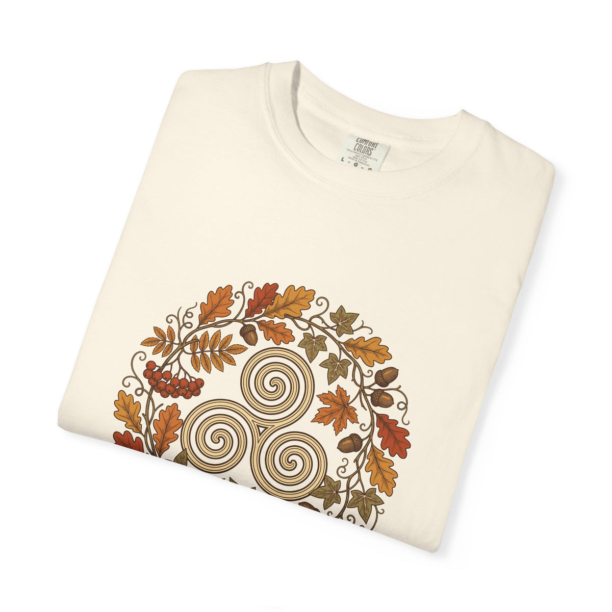 Celtic Autumn Spiral Leaf Wreath T-Shirt