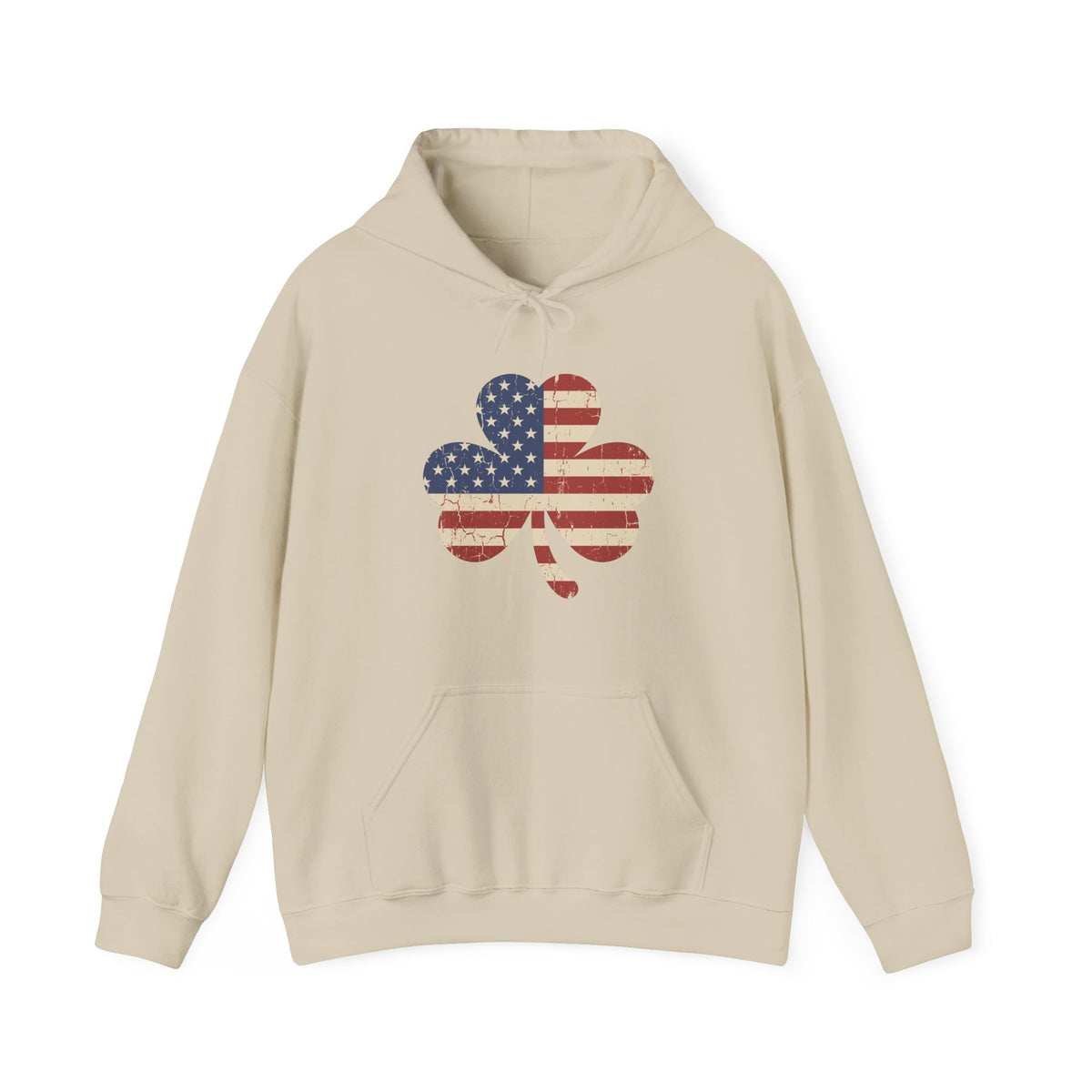 Irish American Flag Shamrock Distressed Vintage Hoodie