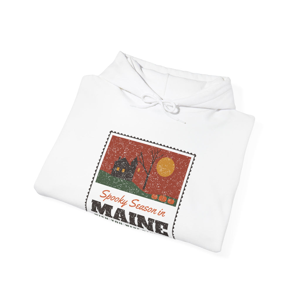 Spooky Season in Maine Haunted Postcard Hoodie