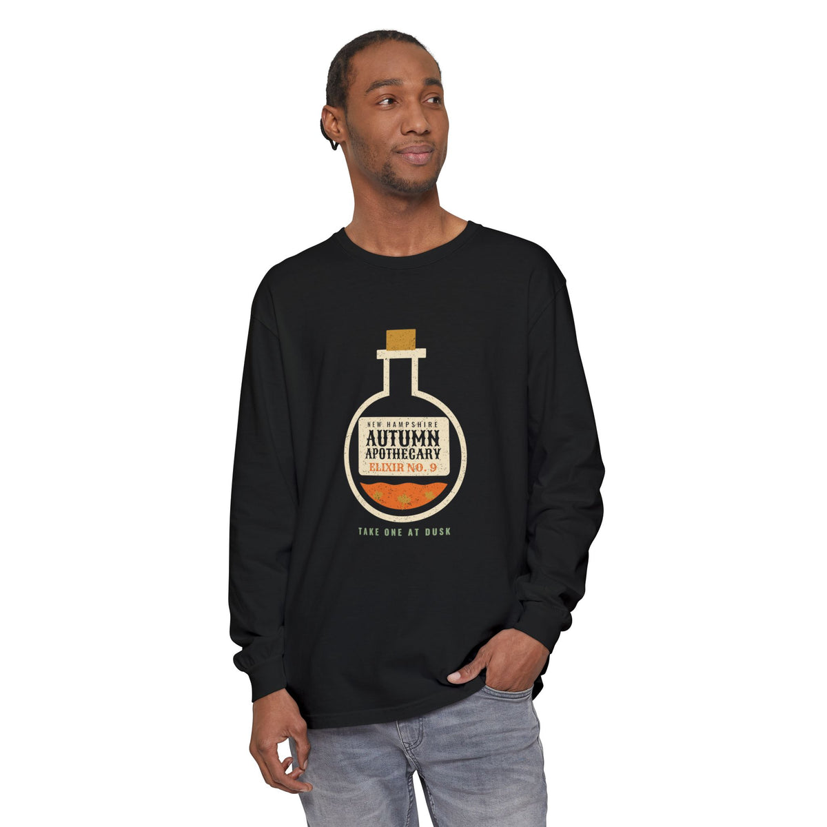 New Hampshire Autumn Apothecary Flask Long Sleeve Tee