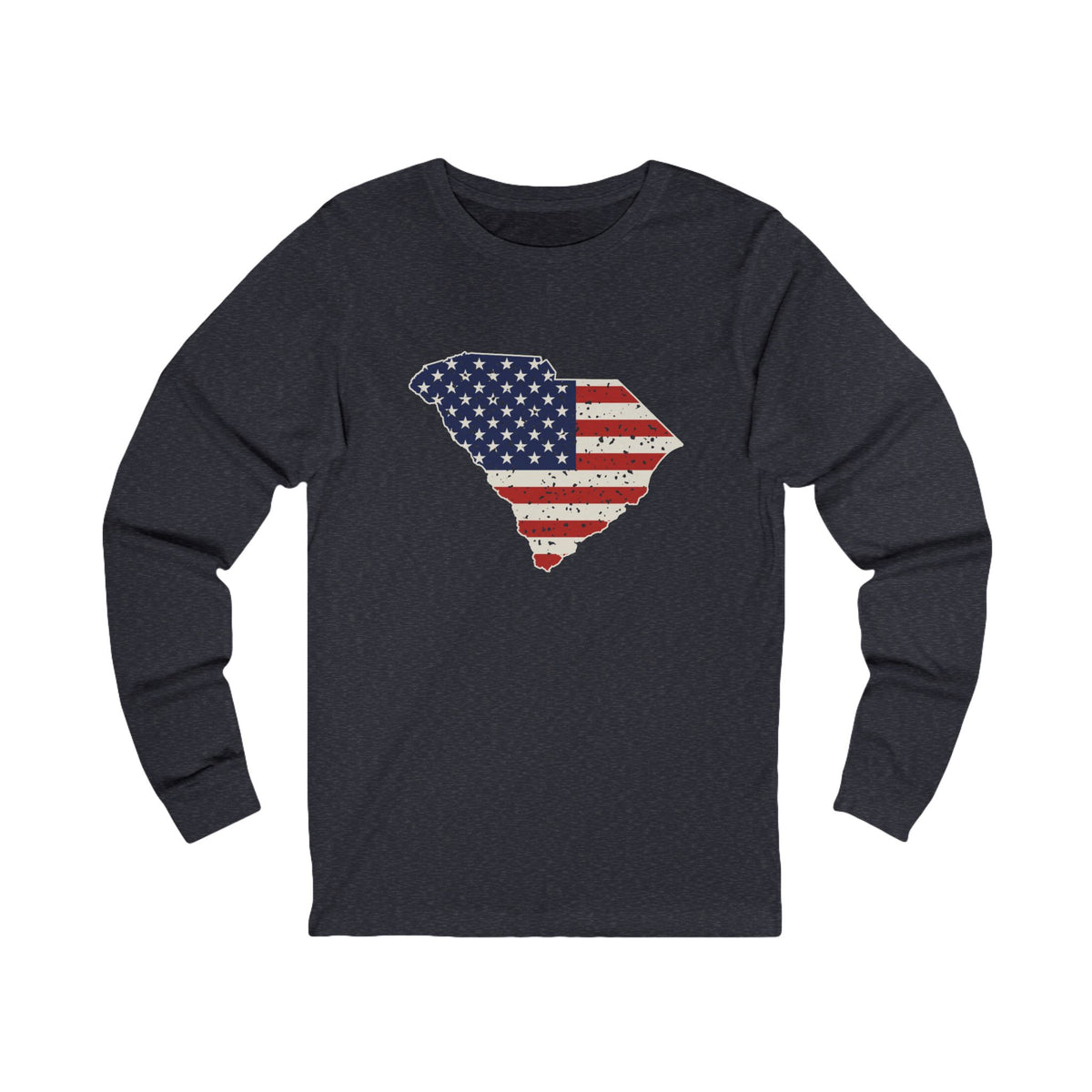 South Carolina American Flag Map Long Sleeve Tee