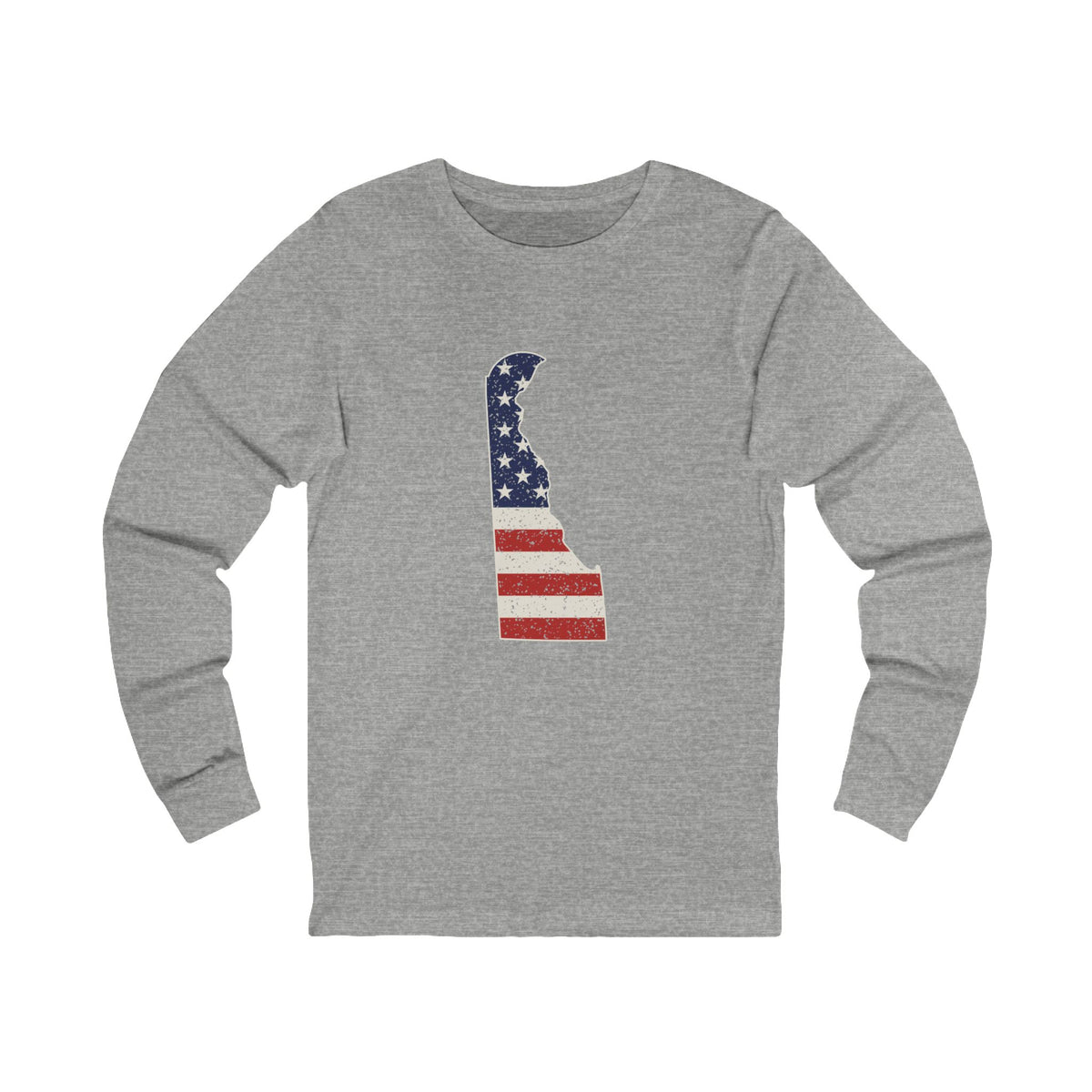 Delaware American Flag Map Long Sleeve Tee