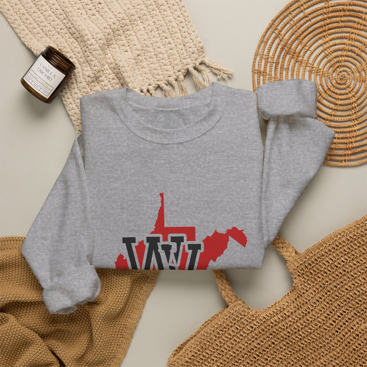 West Virginia Varsity Monogram Map Crewneck Sweatshirt