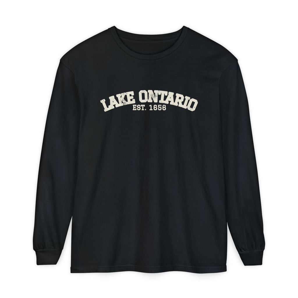 Lake Ontario Est 1656 Retro Varsity Long Sleeve Tee