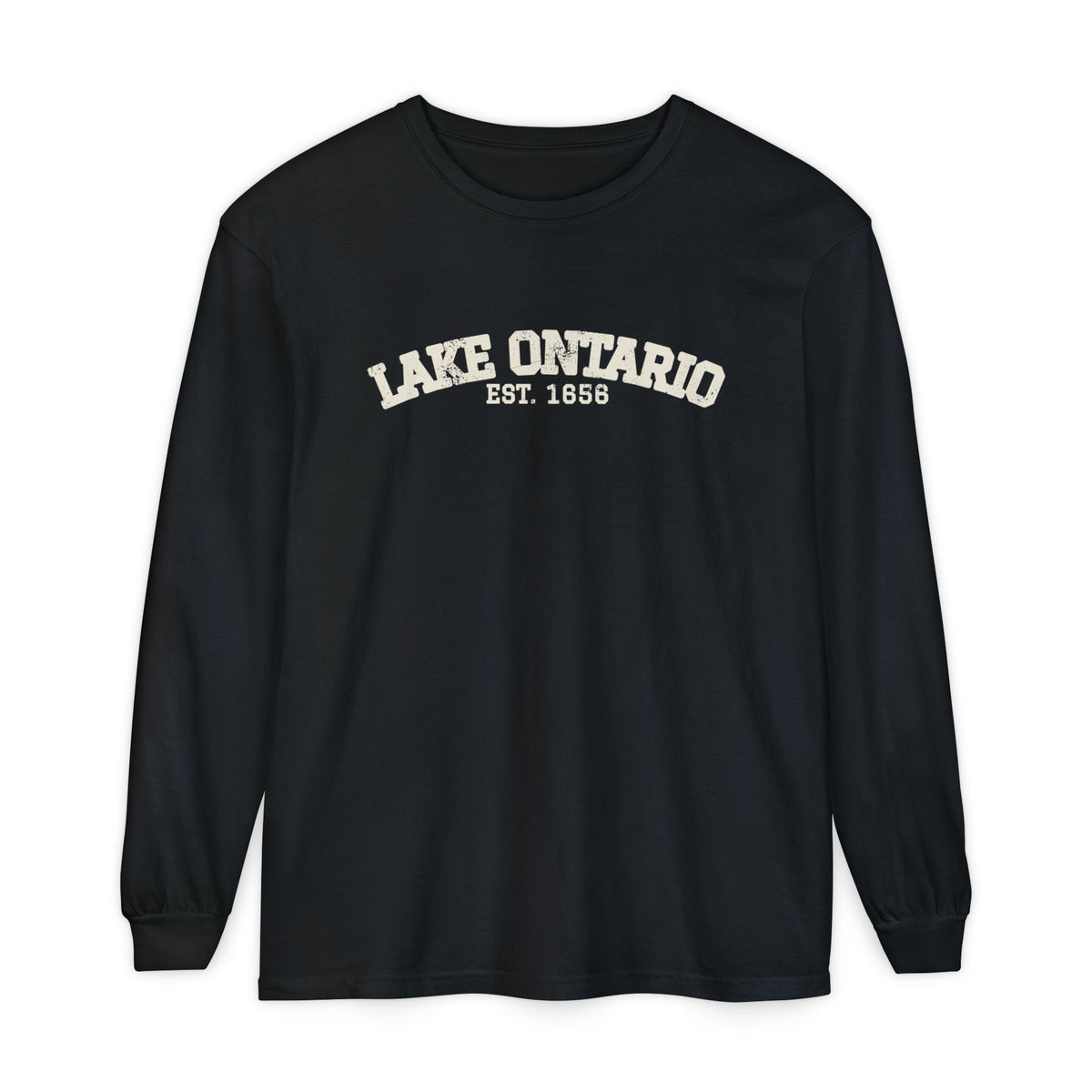 Lake Ontario Est 1656 Retro Varsity Long Sleeve Tee